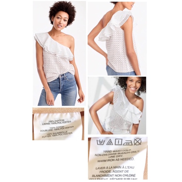 NWT J. Crew One Shoulder Eyelet Top - Picture 3 of 8
